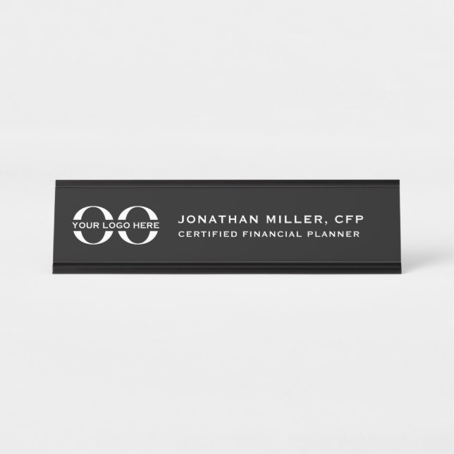 Custom Logo Executive Black Professional Desk Name Plate (Front)
