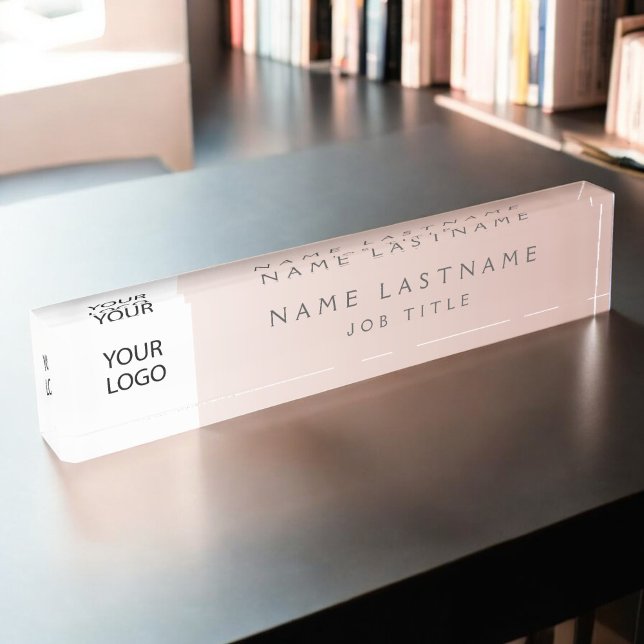 Custom Logo Executive Blush Pink Professional Nameplate (Creator Uploaded)