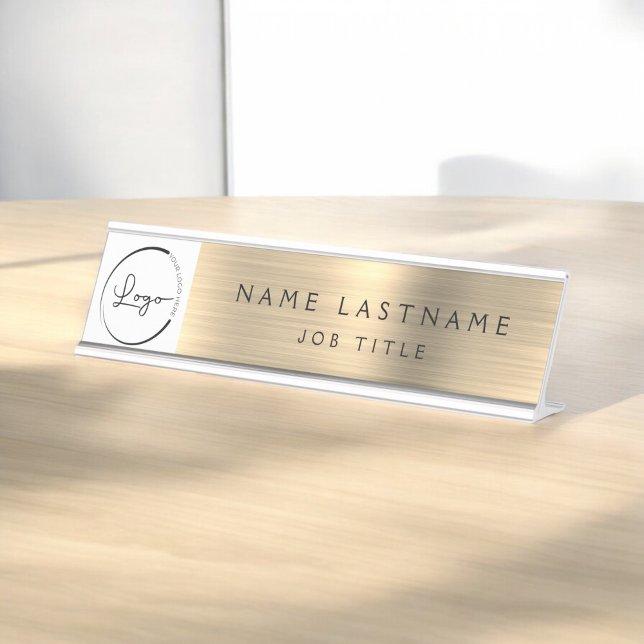 Custom Logo Executive Gold Business Professional Desk Name Plate (Creator Uploaded)