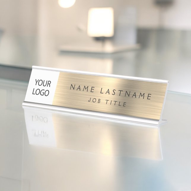 Custom Logo Executive Gold Business Professional Desk Name Plate (Creator Uploaded)