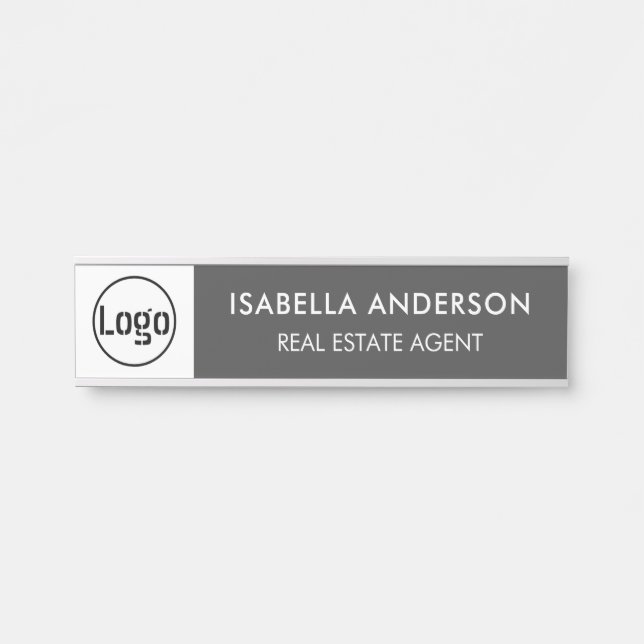 Custom Logo Executive Grey Professional Door Sign (Front)