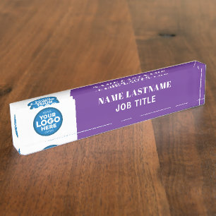 Custom Logo Executive Navy Blue Professional Nameplate