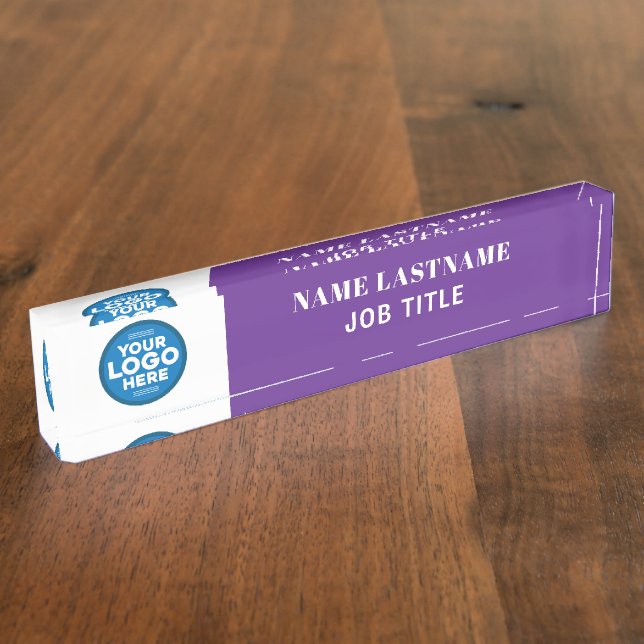 Custom Logo Executive Navy Blue Professional Nameplate (Side)