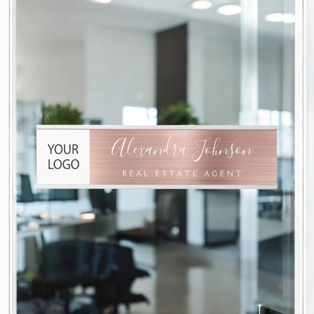 Custom Logo Executive Rose Gold Pink Professional Door Sign (Creator Uploaded)