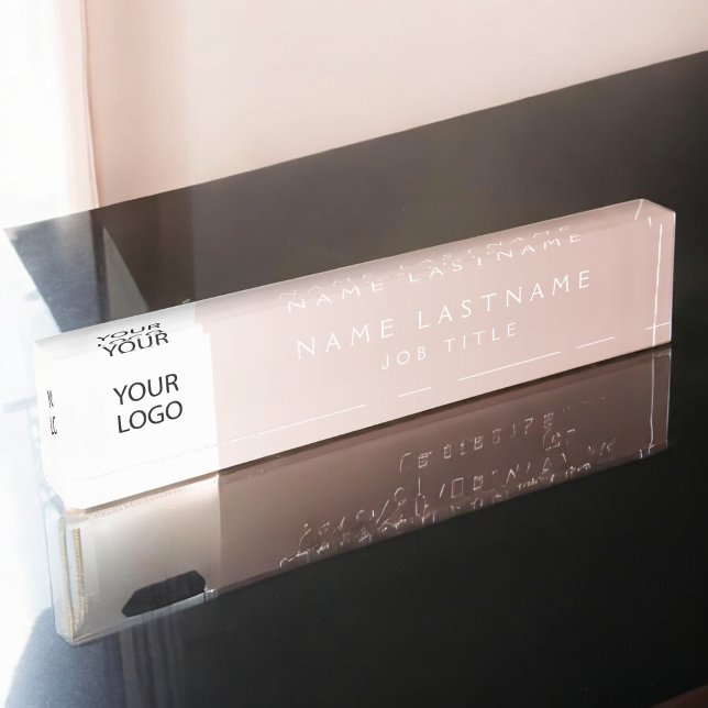 Custom Logo Executive Rose Gold Professional Nameplate (Creator Uploaded)