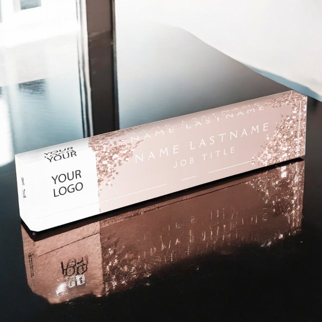 Custom Logo Executive Rose Gold Professional Nameplate (Creator Uploaded)