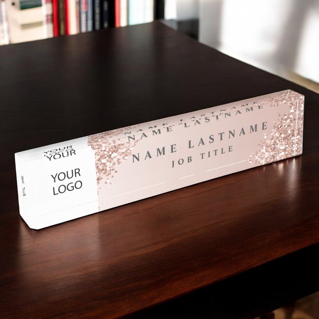 Custom Logo Executive Rose Gold Professional Nameplate (Creator Uploaded)