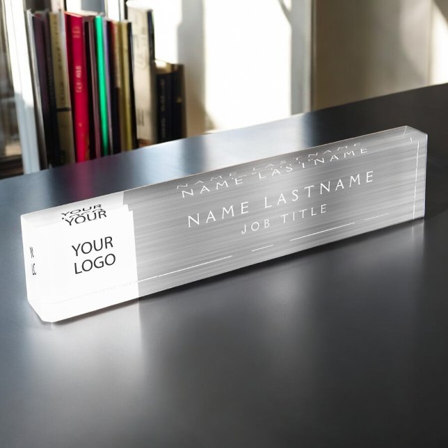 Custom Logo Executive Silver Professional Nameplate (Creator Uploaded)