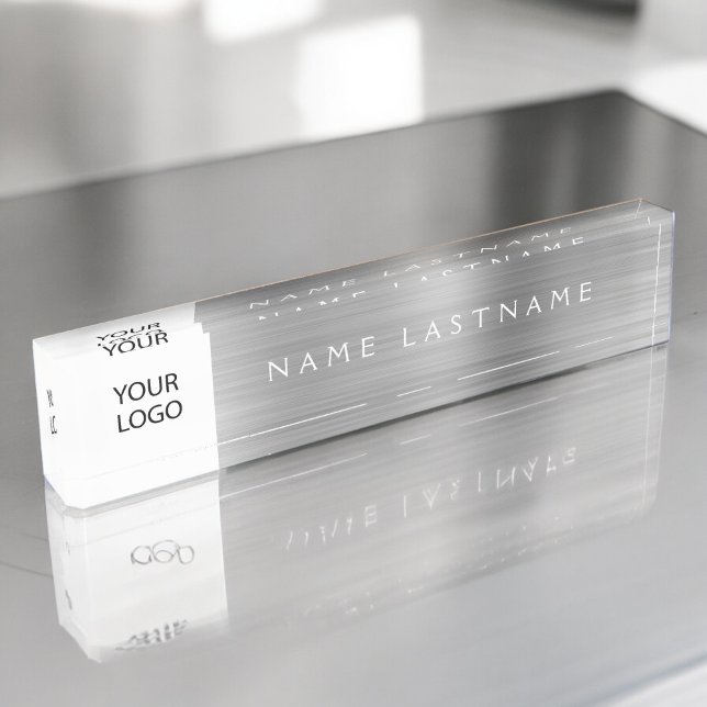 Custom Logo Executive Silver Professional Nameplate (Creator Uploaded)