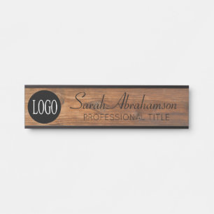 Custom Logo Faux Wood Grain Name Plate