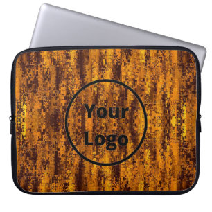 Custom logo gold and black pixel pattern laptop sleeve