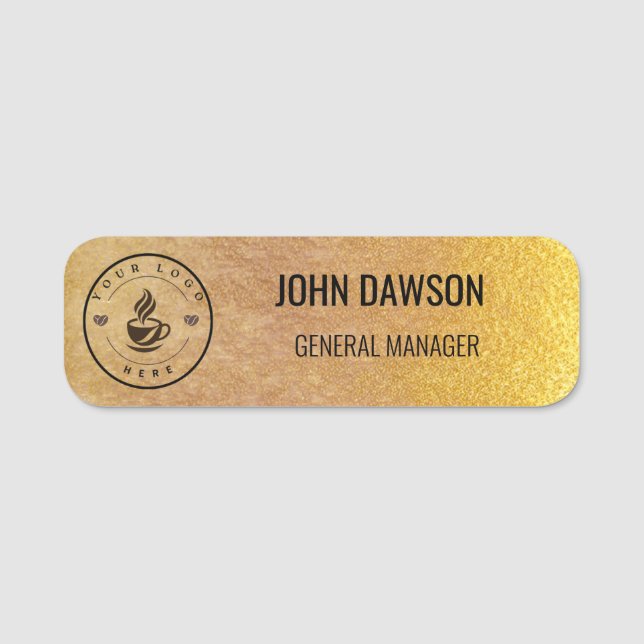 Custom Logo Gold Employee Badge with Magnetic or P (Front)