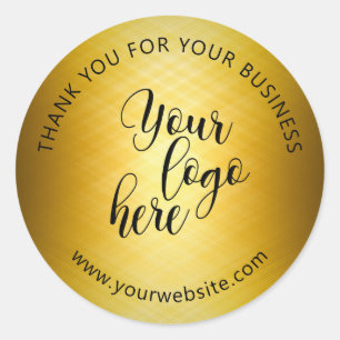 Custom Logo Gold Metal Effect Classic Round Sticker