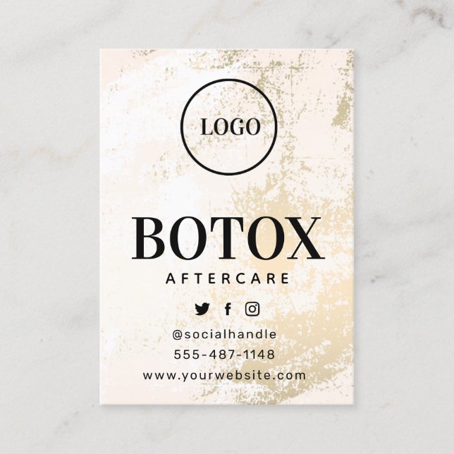Custom Logo Gold Pastel Botox Aftercare Card (Front)
