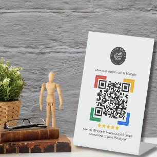 Custom Logo Google Review QR Code Pedestal Sign