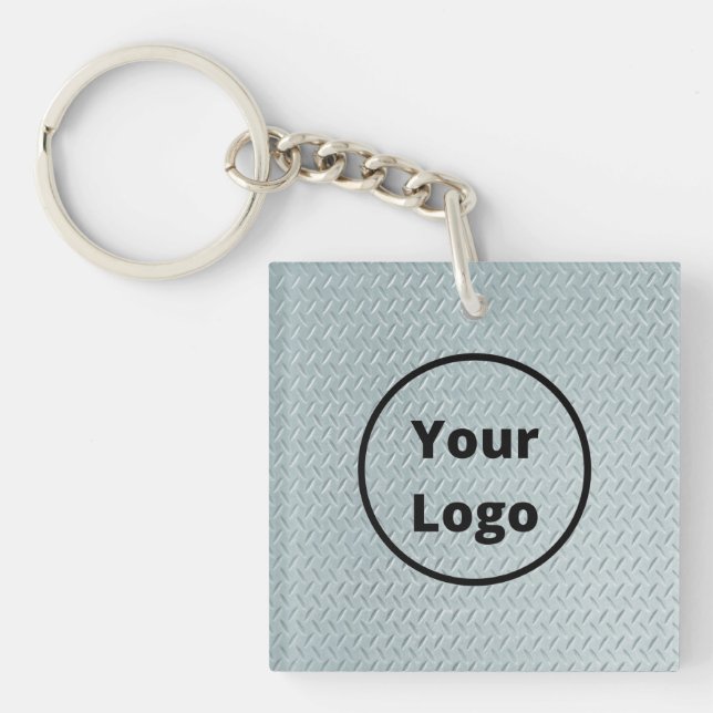 Custom logo gray metal print key ring (Front)
