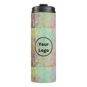 Custom logo green and pink marble print thermal tumbler