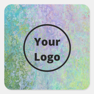 Custom logo green and purple marble square sticker