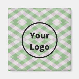 Custom logo green and white geometric print magnet