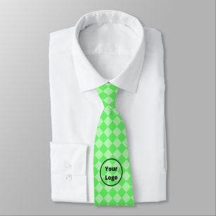Custom logo green diamond shapes tie