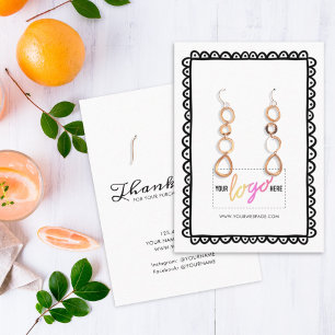 Custom Logo Hand Drawn Frame Earrings Display 10 Business Card