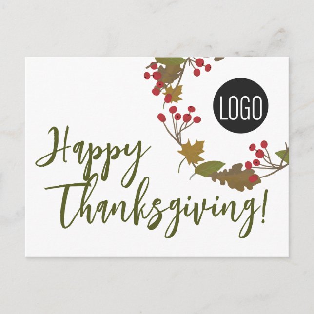 Custom logo Happy Thanksgiving From Business  Holiday Postcard (Front)
