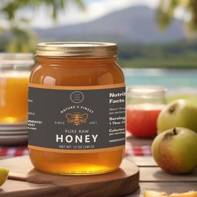 Custom Logo Honeycomb Apiary Wraparound Label (Creator Uploaded)