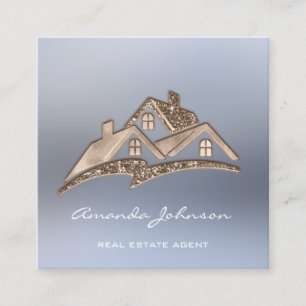 Custom Logo House Real Estate Agent Home Ivory Square Business Card