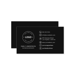 Custom Logo Icons Minimal Black Professional Business Card