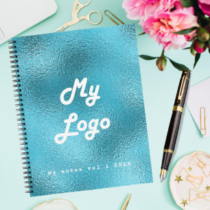 Custom logo image business blue notebook