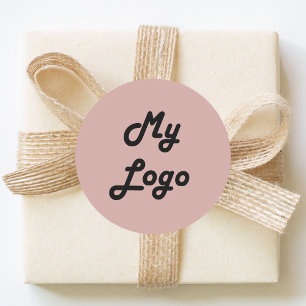 Custom logo image business dusty rose pink classic round sticker