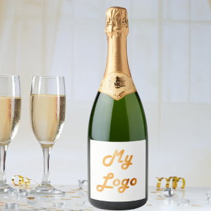 Custom logo image business white sparkling wine label