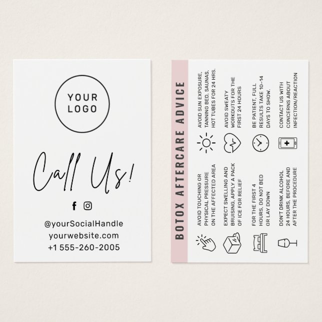 Custom Logo  Injection Aftercare Instruction Card (Front & Back)