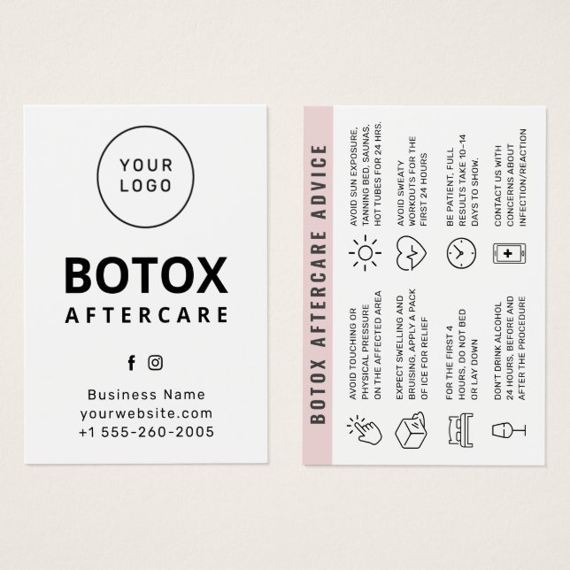 Custom Logo  Injection Aftercare Instruction Card (Front & Back)