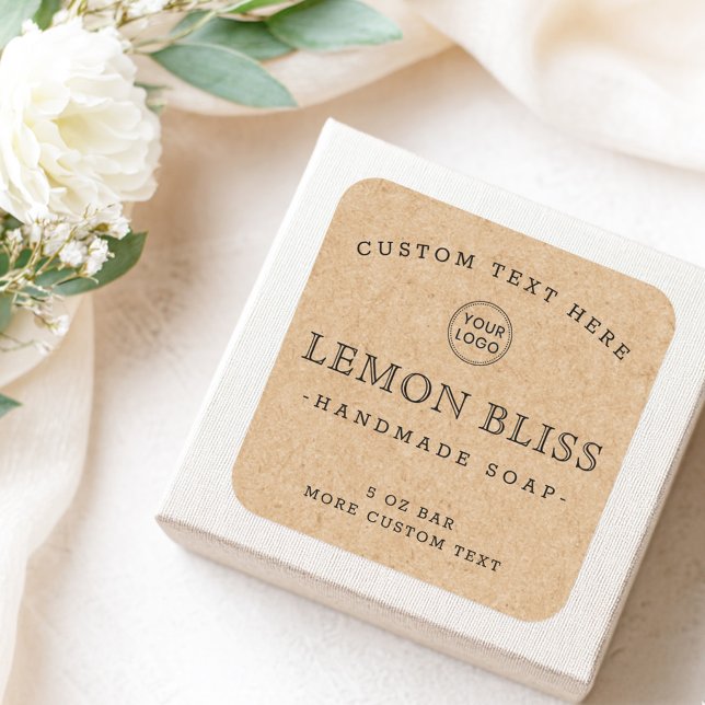 Custom logo Kraft look paper square product labels (Custom logo Kraft look paper square product labels)