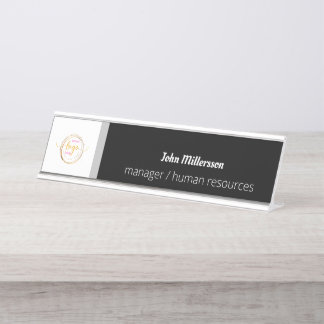 Custom Logo Large Rectangle Minimalist  Desk Name Plate