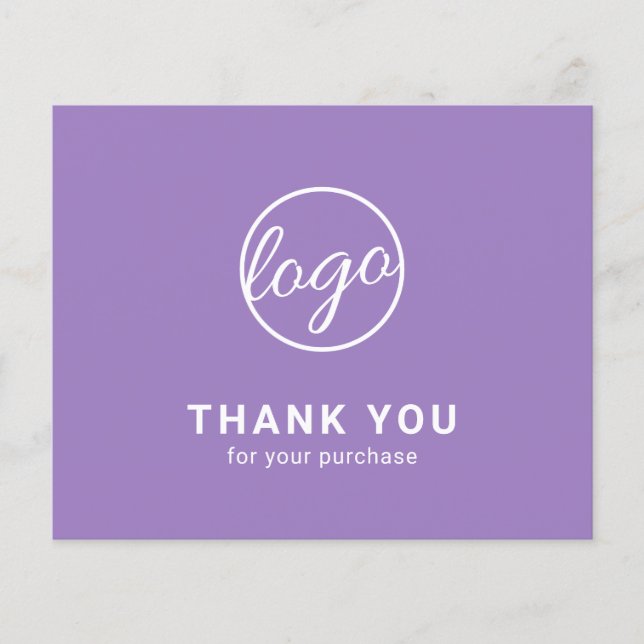 Custom Logo Lavender Budget Thank You Card (Front)