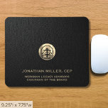 Custom Logo Leather Print Mouse Pad<br><div class="desc">Elevate your meetings with our Custom Logo Leather Print Mouse Pad with Personalised Name Title and Logo. This sleek design features a brushed gold logo at the centre, with space to personalise each mousepad with the individual's name, company name, and title or custom text. The rich black leather print background...</div>