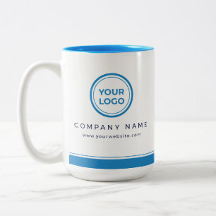 Custom Logo Light Blue Two-Tone Company Coffee Mug
