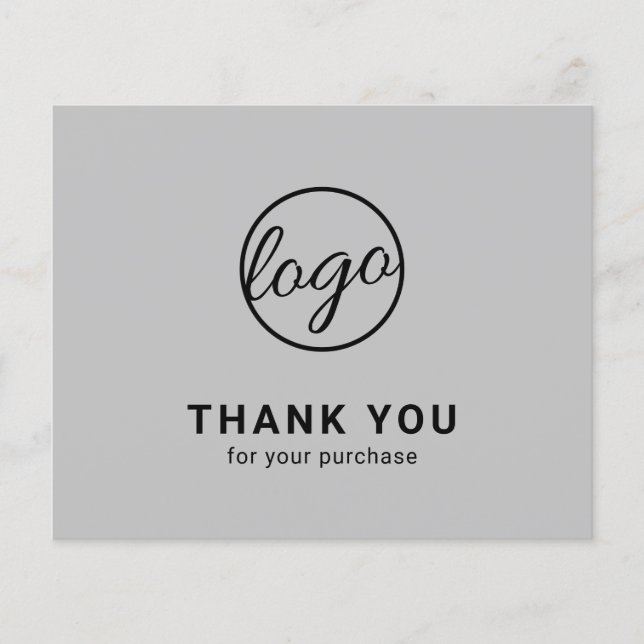 Custom Logo Light Gray Budget Thank You Card (Front)