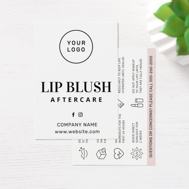 Custom Logo Lip Blush  Aftercare Card (Desk)