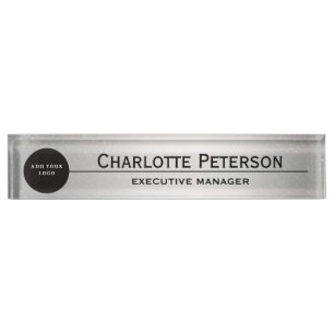 Custom Logo Luxury Silver Metal Executive Nameplate