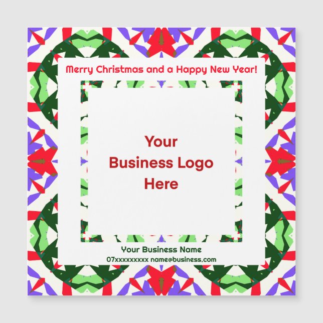 Custom Logo Magnetic Happy Christmas Business Card (Front)