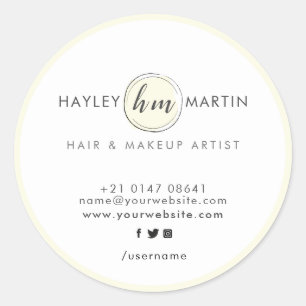Custom Logo Makeup Artist Beauty Salon Elegant Classic Round Sticker