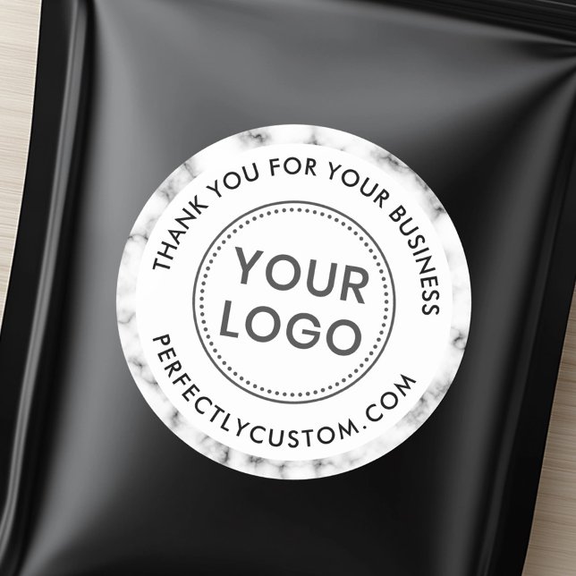 Custom logo marble border business thank you classic round sticker (Custom logo marble border business thank you classic round sticker)