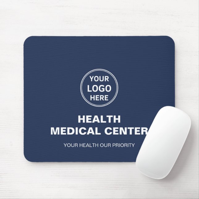 Custom Logo Medical Clinic Healthcare Navy Blue Mouse Pad (With Mouse)