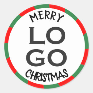 Custom Logo Merry Christmas Swirl Candy Classic Round Sticker