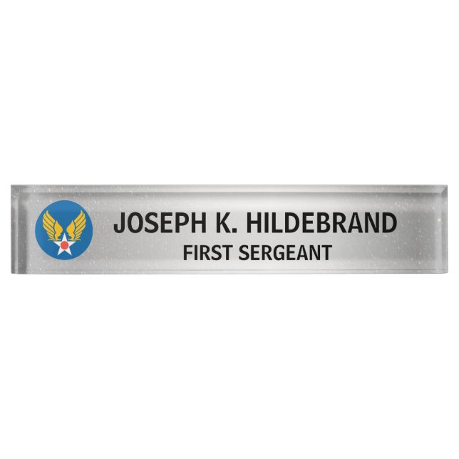 Custom Logo Metallic Silver Military  Nameplate (Front)