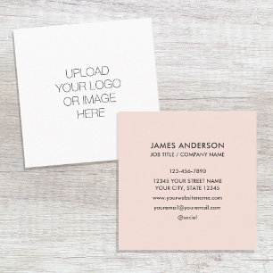 Custom Logo Minimalist Blush Pink Square Business Card