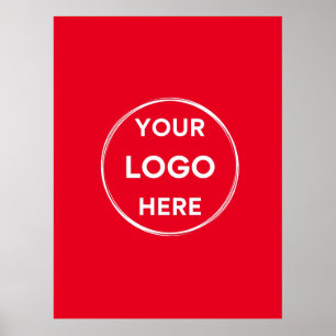 Custom Logo Minimalist Business Company Red Poster